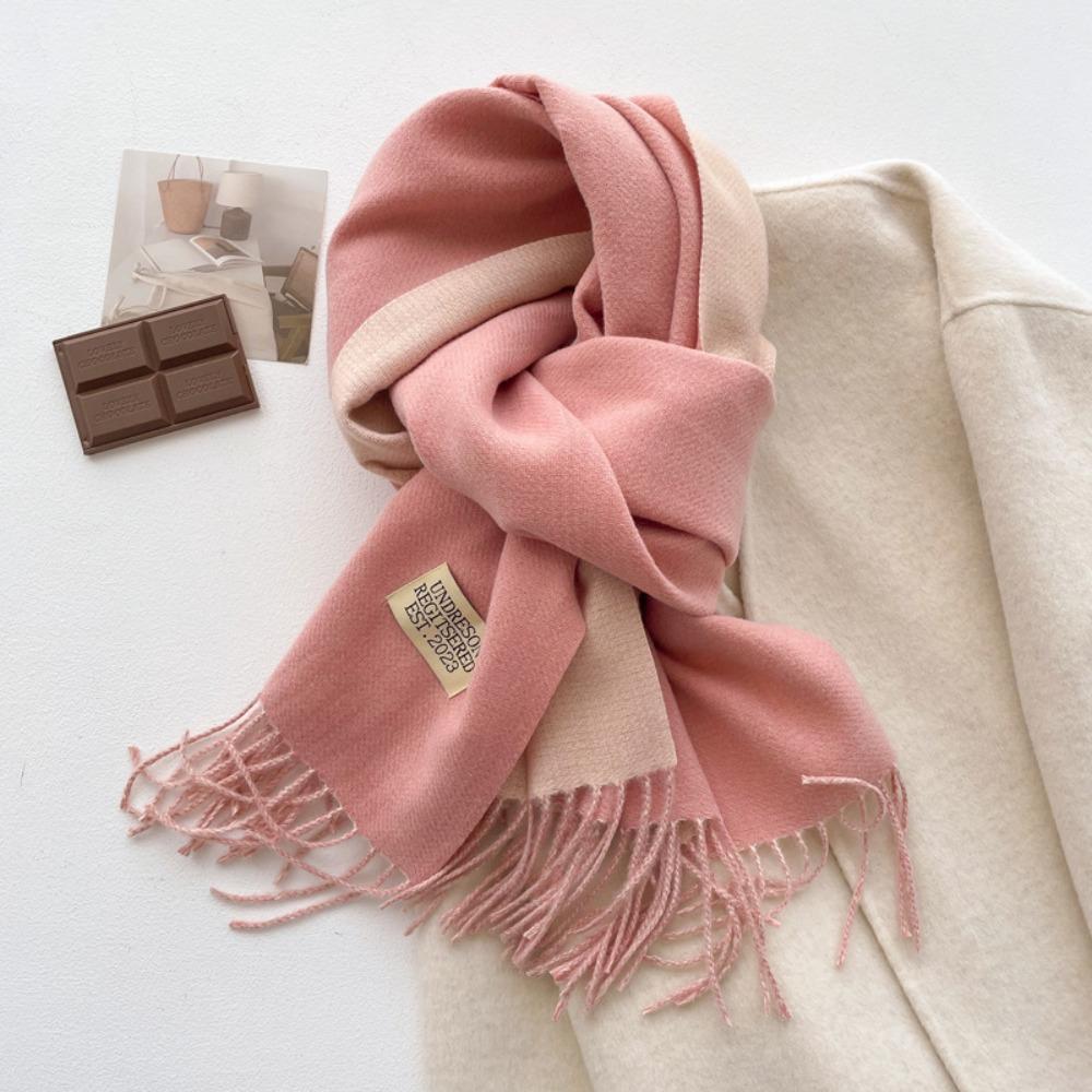 Warm Imitation Wool Scarf Two-sided Winter Long Shawl Classic Cashmere Shawl  Autumn Winter