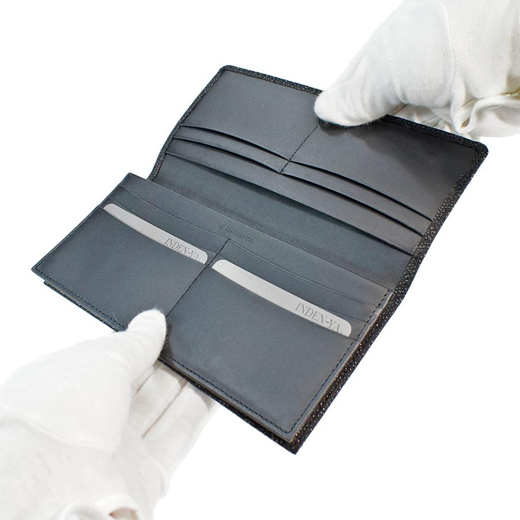 Inden Long Bundle No Coin Black Background X Black Tortoiseshell Pattern [Indenya] Wallet, I, Purse, Deerskin, Lacquer, 2104-01-003