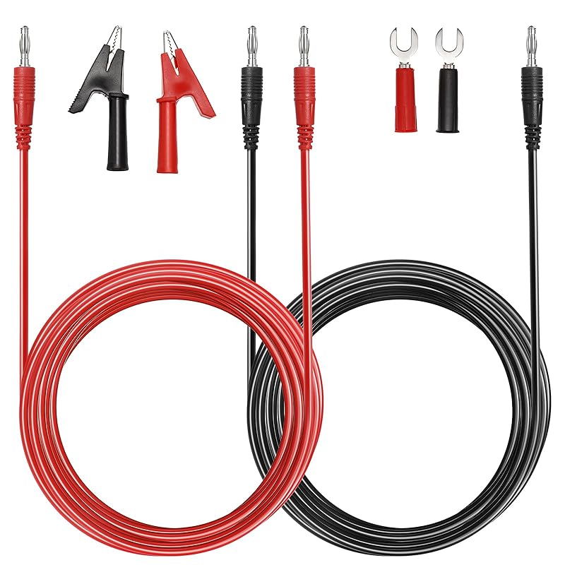 Sumnacon 4 in 1 Banana Plug Alligator Clip Pure Copper Fork Test Lead, 3.3 ft Multimeter Flexible Test Lead Wire Cable with Protective Jack Copper