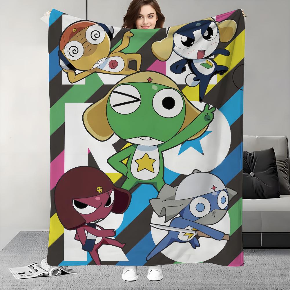 Funny Cartoon Keroro Gunsou Frog Blanket Design Lightweight For Dorms, Naps, Living Room, Office,Sofa,All-Season