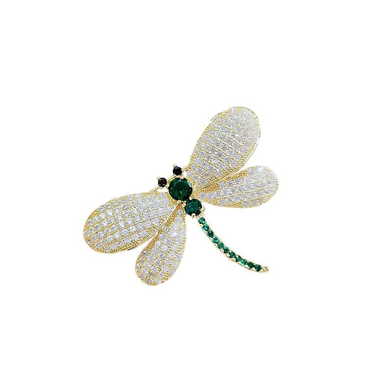 Dragonfly Brooch for Women High-end Rhinestone Niche Suit Brooch Anti-glare