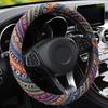 Car Steering Wheel Cover Handlebar Braid Steering Wheel Wrap Natural Fibers Anti Slip Breathable National Style 38cm Universal