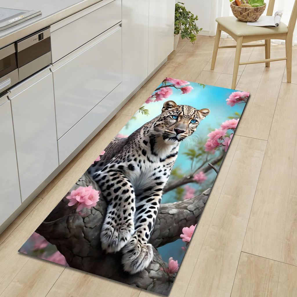 1Pcs Tiger Pattern Floor Mat Modern Kitchen Polyester Rug Non-Slip Colorful Indoor Carpet, For Home Bathroom Bedroom Living Room Decor