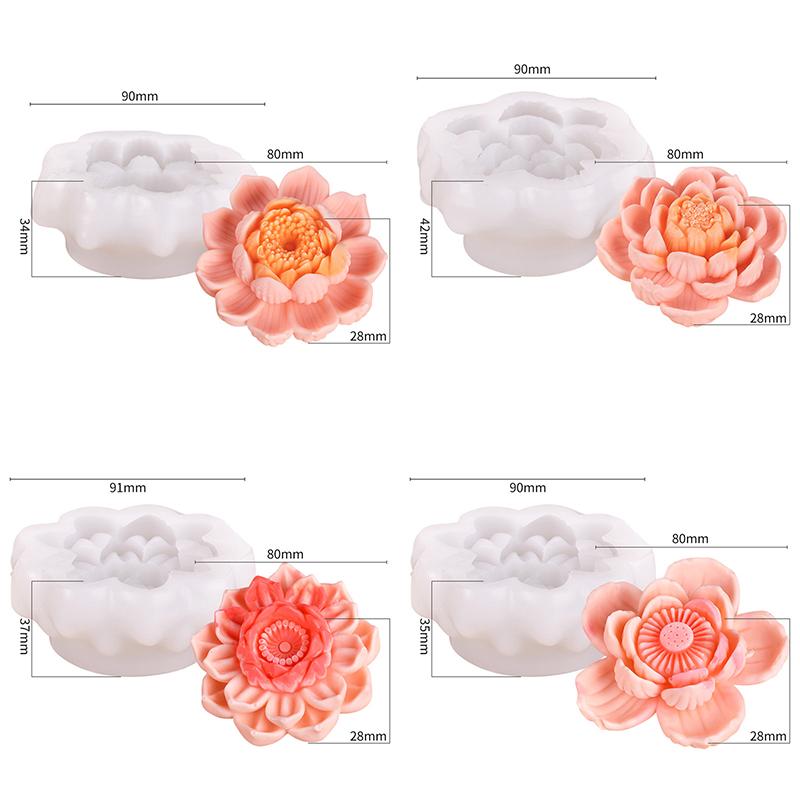 3D Lotus Silicone Molds For Diy Flowers Fondant Cupcake Chocolate Candy Ice Cream Sugar Desserts Candle Soap Plaster Resin Mold