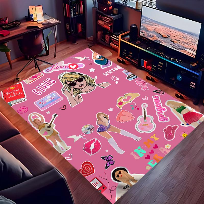 1pc Taylor Swift Print Area Rug - Soft,Washable Non-Slip Indoor Mat for Office Chairs,Living Room,Home Office Decorative Rug