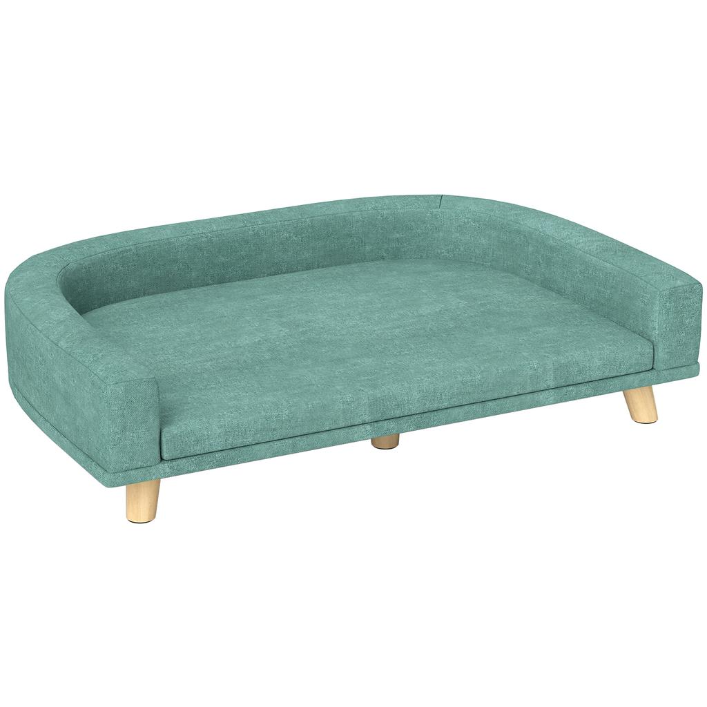 Large Dog Sofa with Raised Legs and Removable Cushion, 98x67x25 cm, Light Green