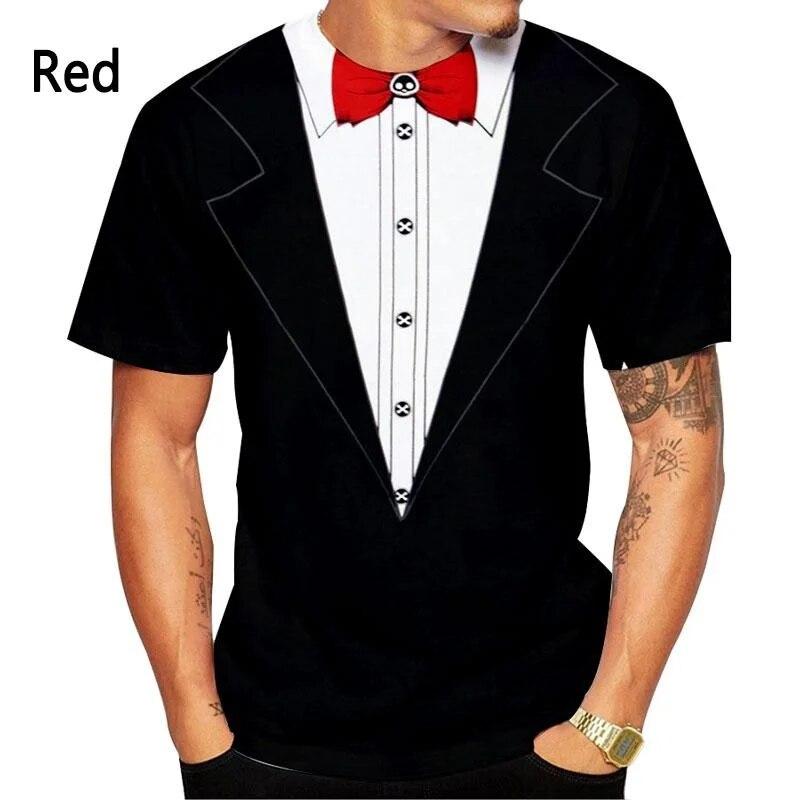 Летняя мода с галстуком-бабочкой и 3d принтом, мужская и женская повседневная рубашка с коротким рукавом, искусственный костюм, смокинг, крутая уличная рубашка