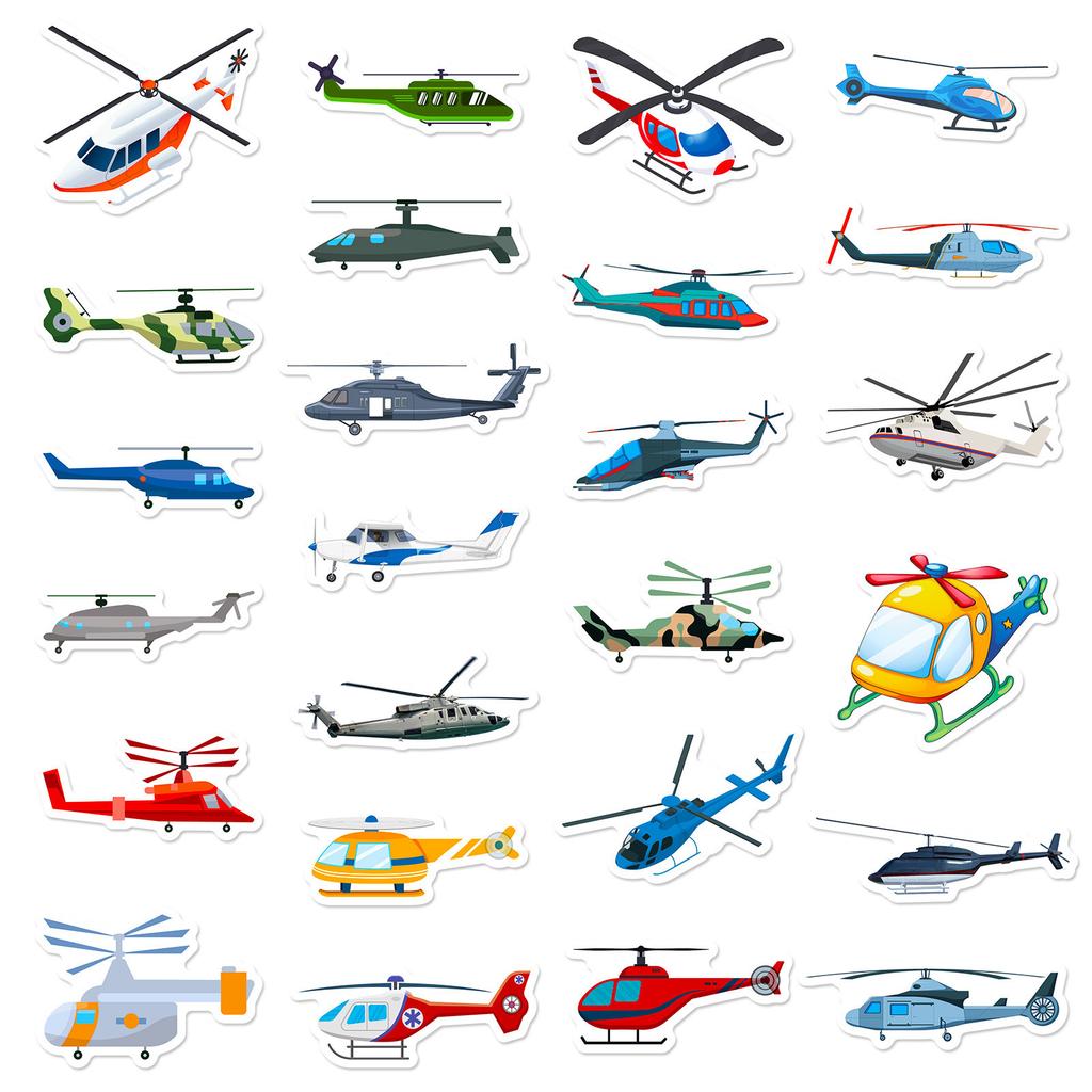 50 шт. Наклейки-вертолеты Водонепроницаемые Многоразовые Наклейки для телефона, ноутбука, багажа