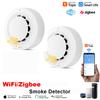 Tuya WiFi/Zigbee Дымовой извещатель Фотоэлектрический датчик Пожарная сигнализация Система безопасности для дома и кухни Работает с приложением Smart Life