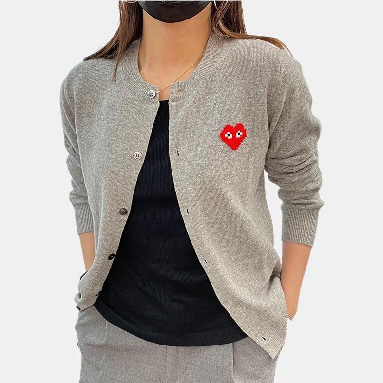 Comme des Garçons PLAY (WMNS) COMME des GARCONS PLAY Cardigan Invader Emblem 'Grey' Women's AZ-N083-051-2