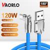 VAORLO 120 Вт, 6 А, зарядный кабель типа C, вращение на 180 градусов, металлический зарядный кабель, быстрая зарядка для Xiaomi Huawei, кабель USB-C для передачи данных