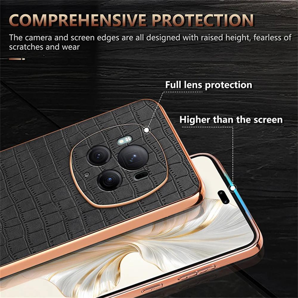 Роскошный защитный чехол из кожи с крокодиловым узором для телефона Honor Magic 6 Pro Magic 6, противоударный чехол с электроплитой и мягкой подушкой безопасности