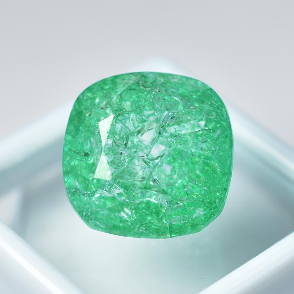 Natural Green Emerald Loose Gemstone Square Cushion Cut 22 ct for Jewelry Making and Gem Collections