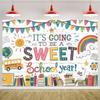 Welcome Back To School Backdrop Blackboard Chalk Figure Scene Children Graduation Party Decoration Background Photography Props