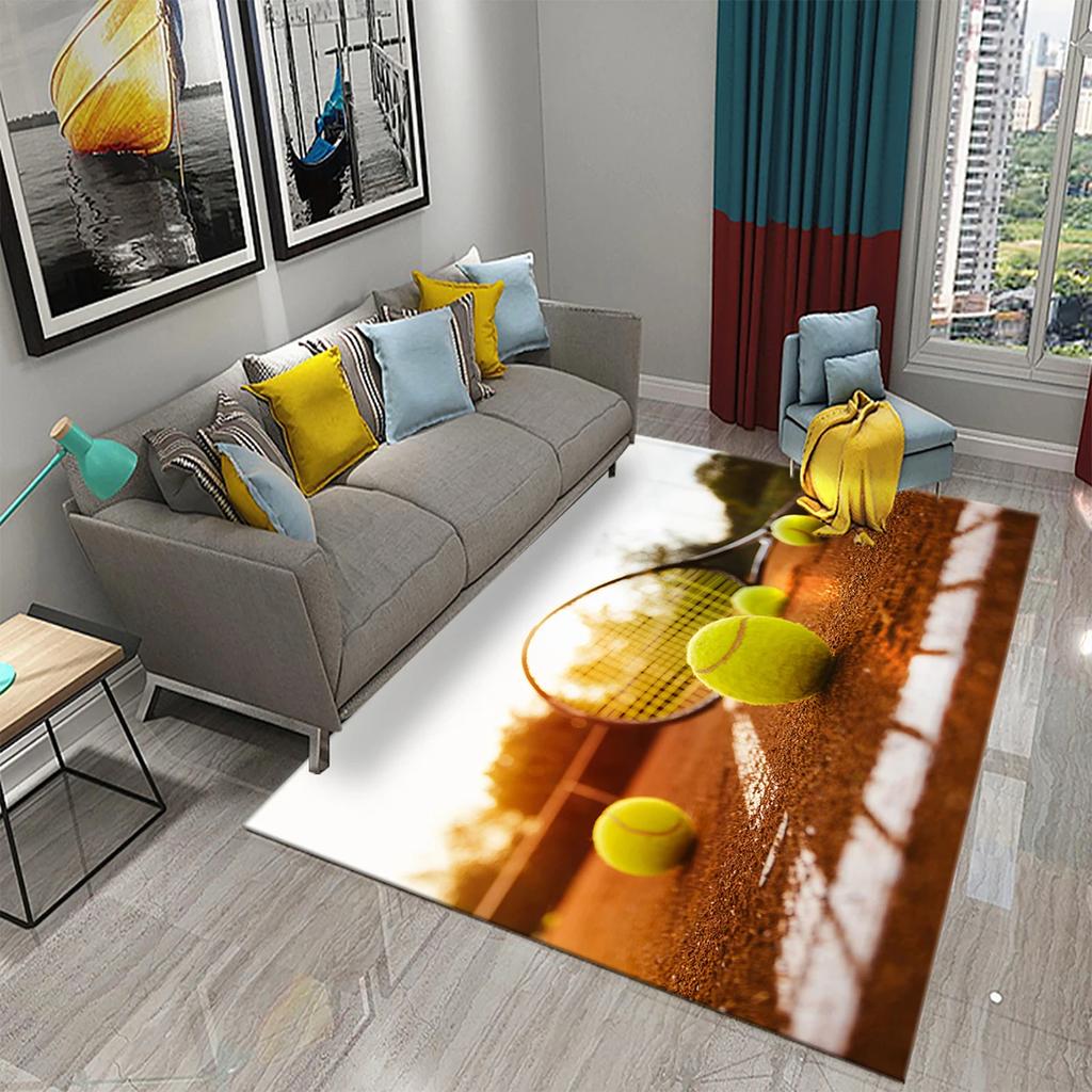 Забавный спортивный ковер для тенниса для спальни, ванной комнаты, мягкий нескользящий коврик для пола в помещении с теннисным кортом, коврики для детской комнаты, ковер для гостиной с игрой в мяч