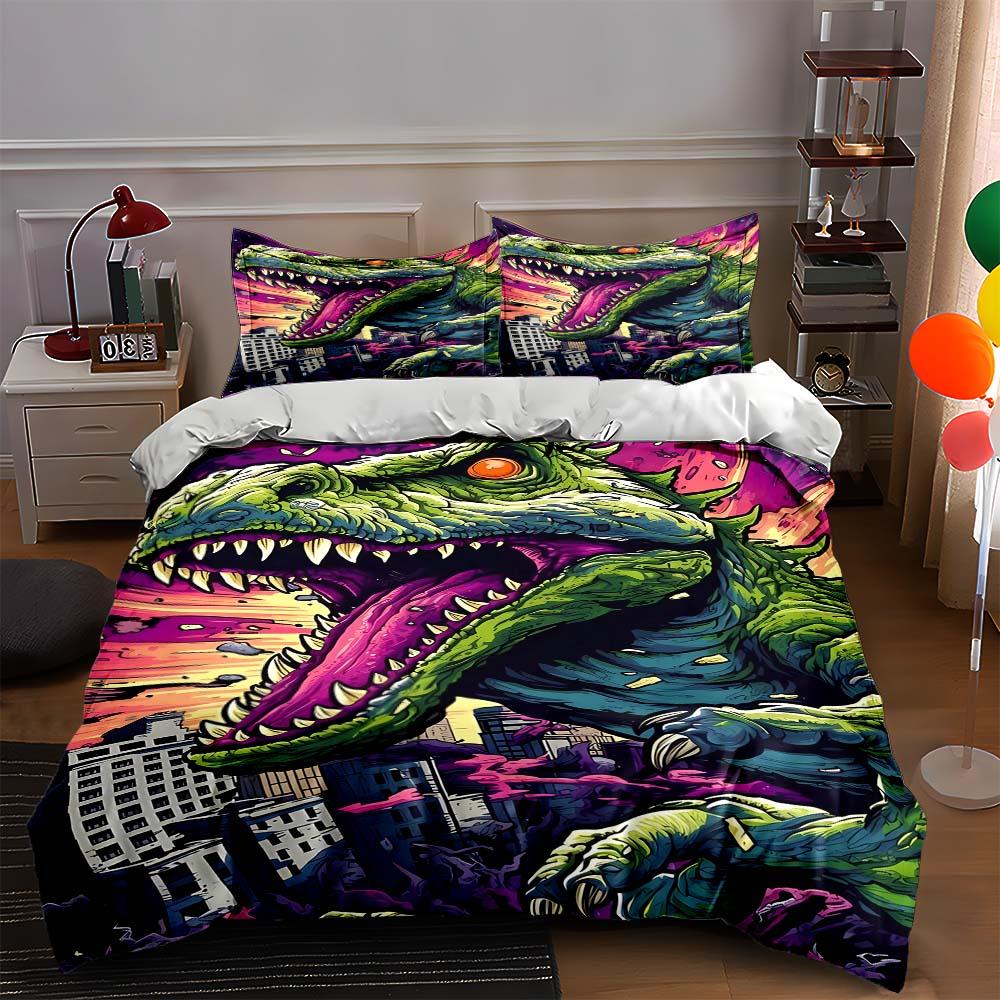 Dinosaur city destruction. Bedding Duvet cover sets Duvet covers Pillowcases gifts (1 * Duvet Cover 2 * Pillowcases, without duvet insert)