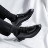 Leather Shoes Men's Formal Wear Business Casual Pointed Black Summer To Increase the Sense of High-end British Wedding Groom Shoes