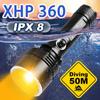 Профессиональный фонарь для дайвинга XHP360, мощный фонарь для дайвинга, амфибийный фонарь с широким диапазоном действия для дайвинга
