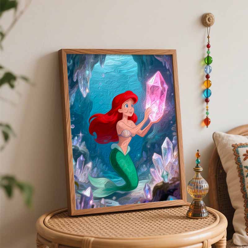 Disney Цифровая масляная живопись DIY масляная живопись русалка подводный хрустальное искусство ручная роспись гостиная спальня декоративная картина