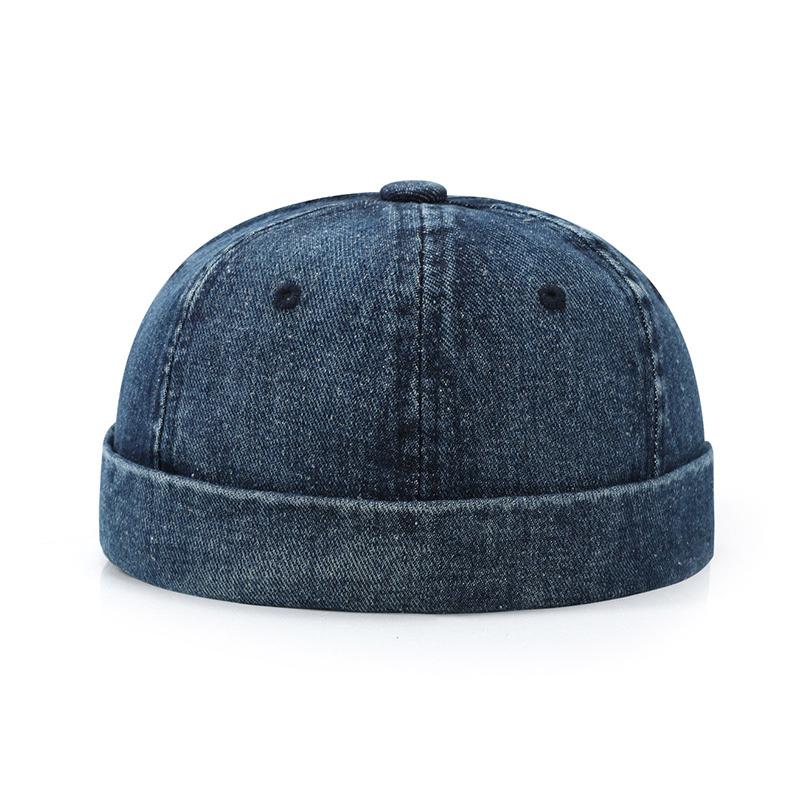 Джинсовая кепка Docker без полей, однотонная матросская шапка, мужская и женская, регулируемая шляпа для папы