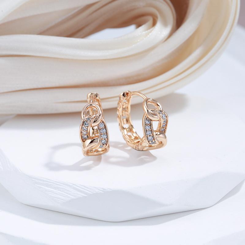 Kinel Vintage Chain Hoop Earrings For Women Rose Gold Color Fine Jewelry