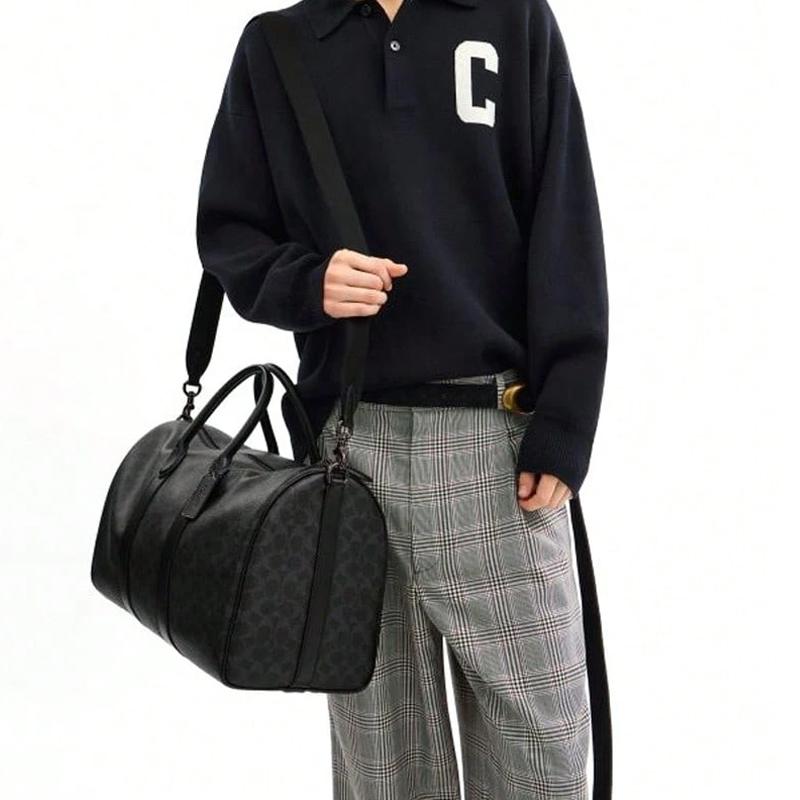 COACH Artificial Leather Travel Bag Unisex Black CCD90-OY2