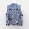 Female Spring and Autumn Short Sleeveless Denim Vest Loose Unique Doing Old Top