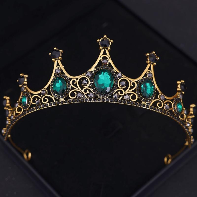 Baroque Vintage Princess Queen Bridal Crown Headwear Crystal Tiara For Women Wedding Crown Hair Dress Accessories Jewelry Crown