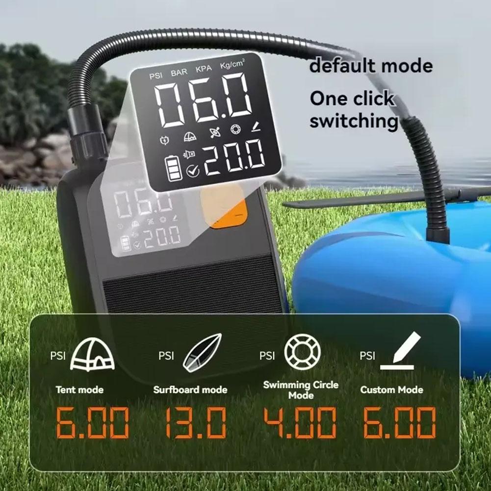 Электрический насос для доски с веслом, перезаряжаемый 20 фунтов на квадратный дюйм, насос для SUP-серфинга, двухступенчатый портативный электрический насос для накачивания каяков, ветровых крыльев, U6Z7