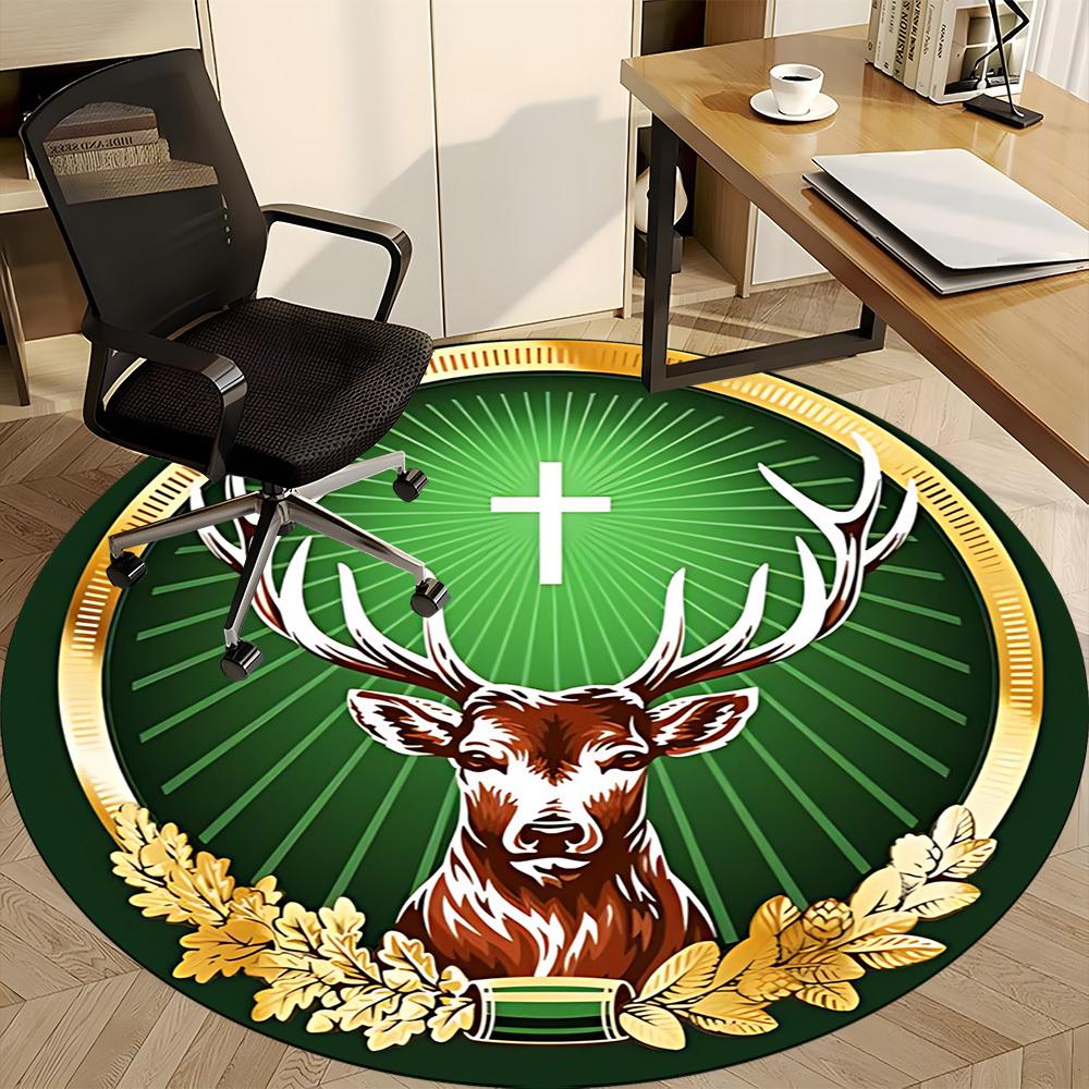 1 шт. Круглый коврик Jaegermeister для офиса, нескользящий, мягкий и прочный офисный коврик для декора интерьера, идеально подходит для офиса, красивое украшение