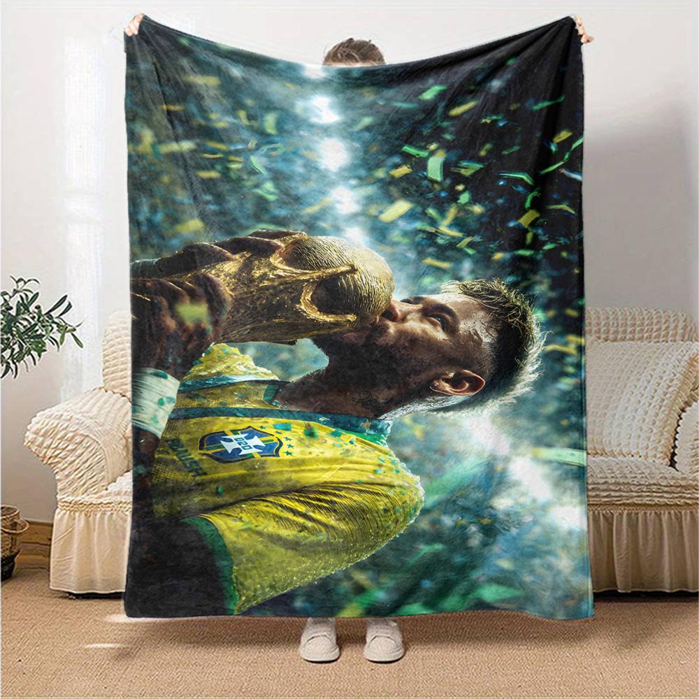 Abstract Neymar Portrait Blanket Comfortable Suitable for Office Bedding Picnics Four Seasons Universal Modern Style Gift for Travel Home Birthdays