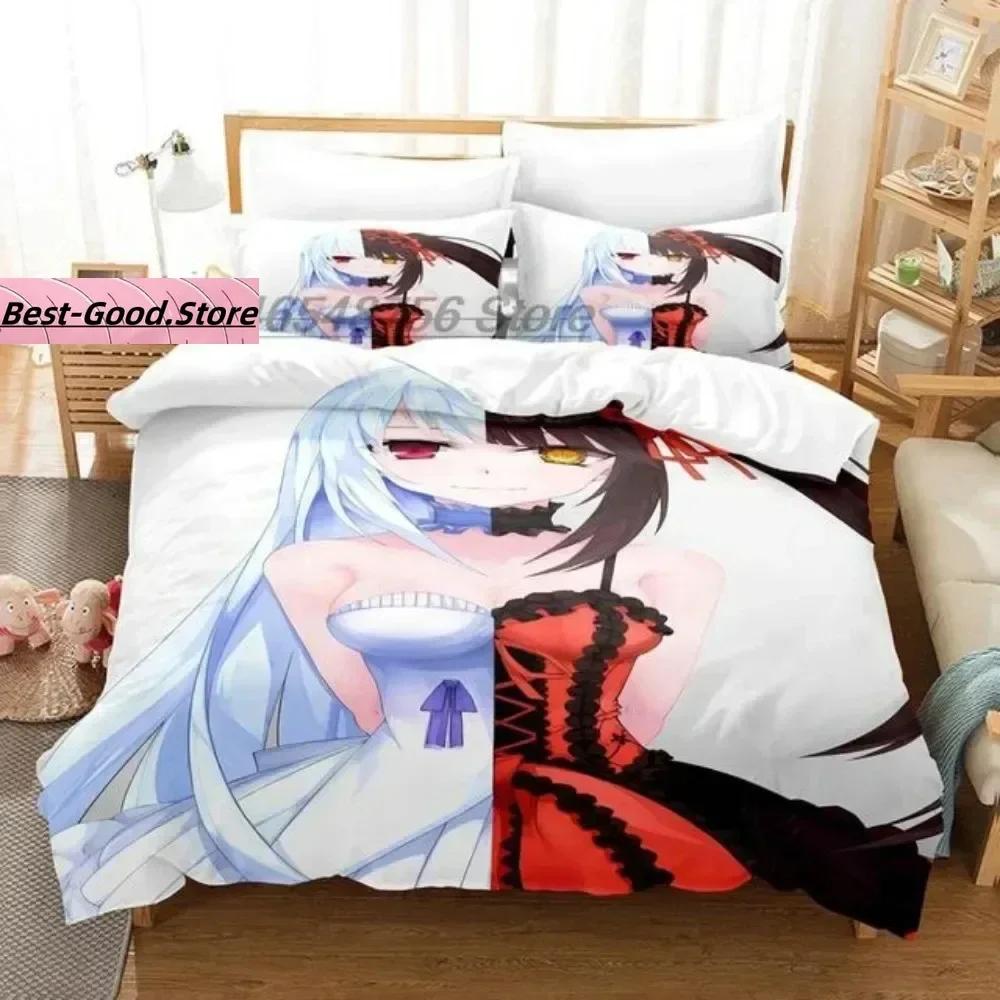 Anime Date A Live Kurumi Tokisaki Printed Bed Set Duvet Cover Pillowcase Bedding Set Bed Linen Sheet Quilt Cover Queen King Size