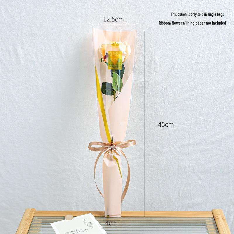Valentine's Day Transparent Waterproof Flower Bag for Single Bouquet