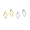 1 Pair Women Geometric Rhombus Earrings Hypoallergenic Lightweight Minimalist Statement Earrings Hollow Square Front Back Metal Stud Earrings Jewelry