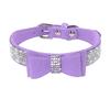 Small Medium Bling Rhinestone Suede Leather Bowknot Accessories Dog Collar Adjustable Pet Puppy Kitten Pug Necklace Collars