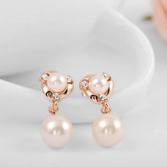 Женская мода позолоченные искусственные кристаллы серьги-гвоздики искусственный жемчуг подарок