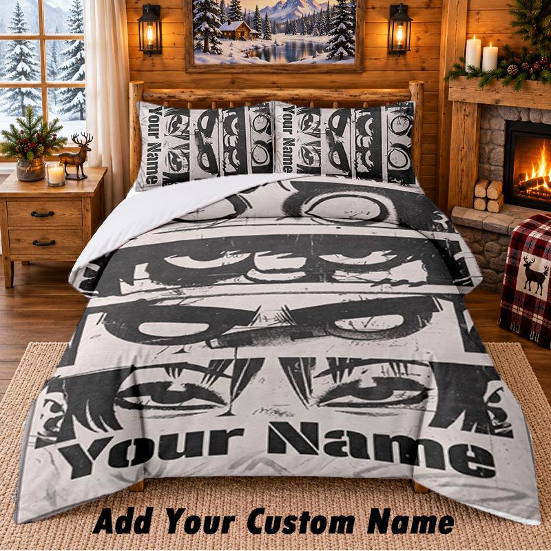 Gorillaz Custom Name 3Pcs Bedding Set 1 Bed Sheet 2 Pillowcases Bedroom Home Decor