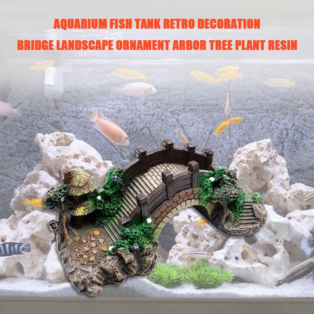 Pet Supplies Artificial Bridge Rockery Fake Landscaping Fish Tank Ornament Resin Aquarium Ornaments