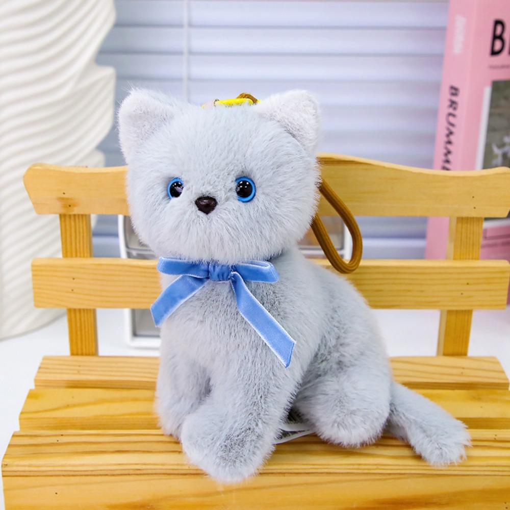 Fluffy Small Cat Plush Keychain Lifelike Simulated Cat Plush Doll Cat Plush Bag Pendant Friend