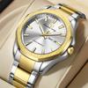 New Elegant Business Gentleman Style Steel Strip Men's Quartz Watch Waterproof Night Light Dual Calendar Men's Quartz Watch