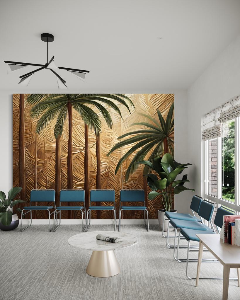 Wallpaper Palm Tree Gold Abstract