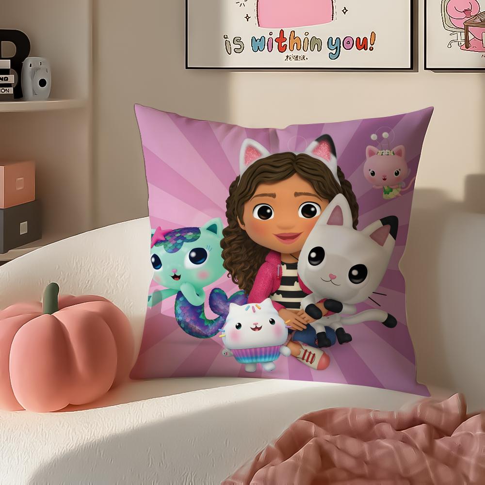 Игривый детский мультфильм Кукольный домик Габби Наволочка Подушка Короткий плюш Невидимая молния Комната Диванная наволочка