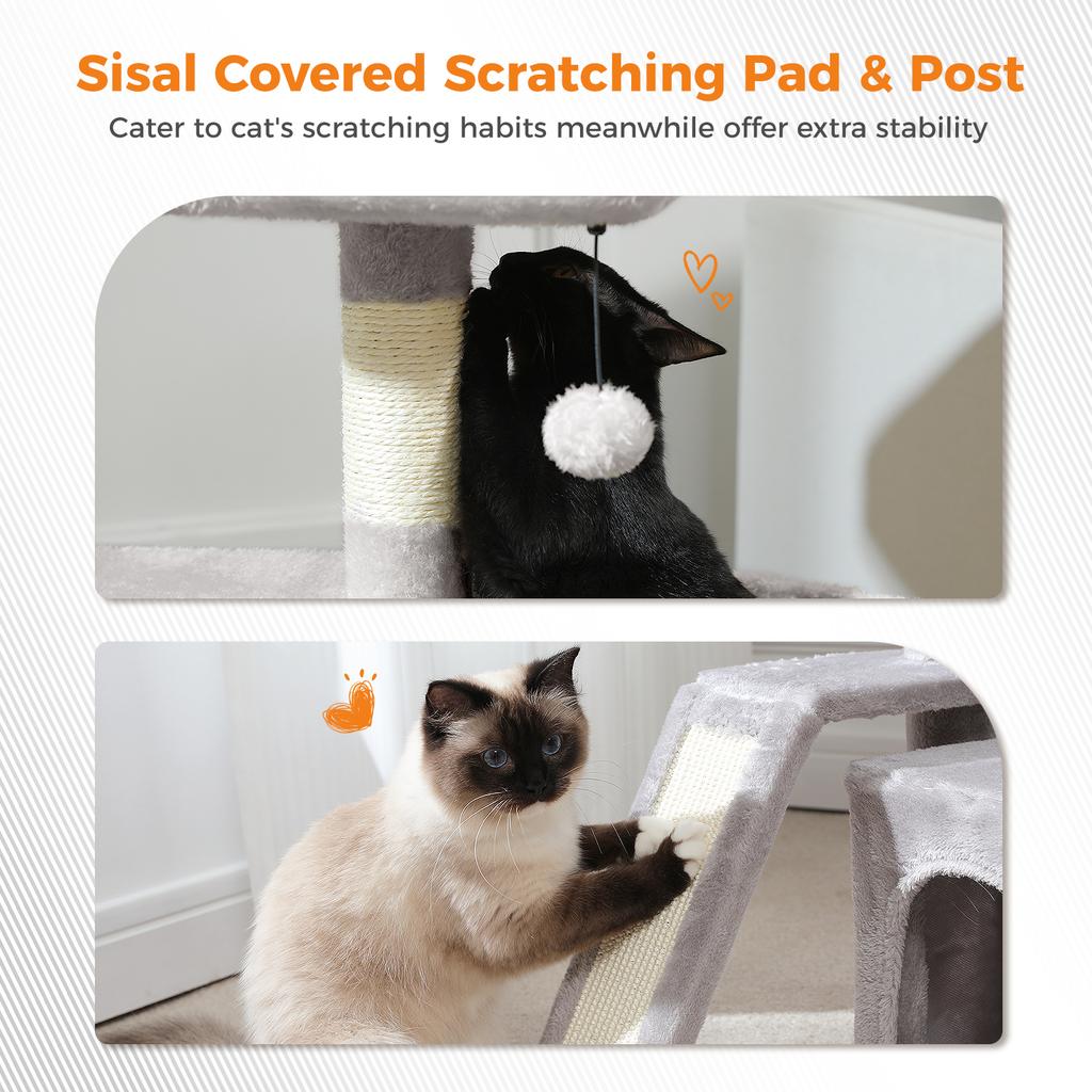 Small Cat Tree for Indoor Cat Tower with Sisal Scratching Post and Pad Wide Top Perch Large Cat Condo Cat Scratchers Cat Toys