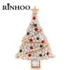 Rinhoo Full Rhinestone Christmas Tree Brooches For Women Unisex Fashion Enamel Badges Star Xmas Tree Pins New Year Party Jewelry