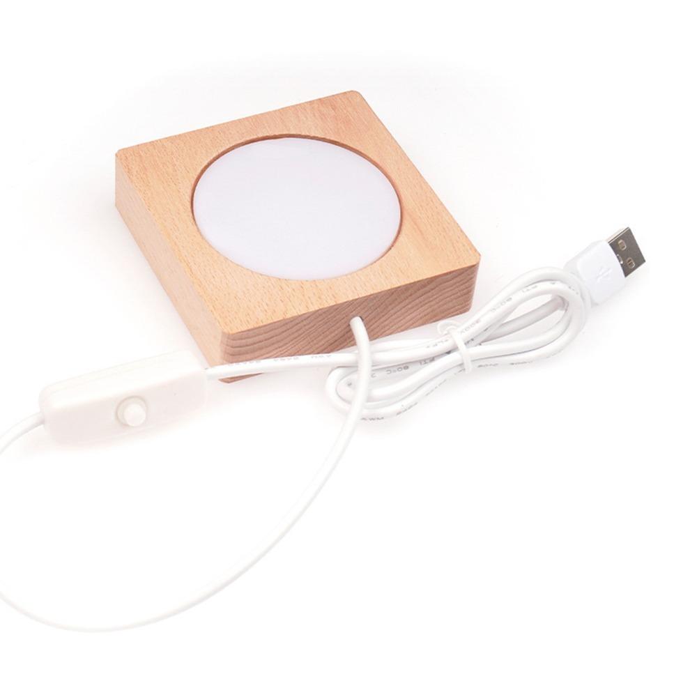 2 Pack Warm Light LED Light Base Wood Base Night Light LED Display Base Stand  DIY Heat Transfer