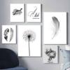 Nordic Poster Black and White Pictures Feather Wall Art Canvas Painting Abstract Art Prints For Living Room Home Decor Frameless