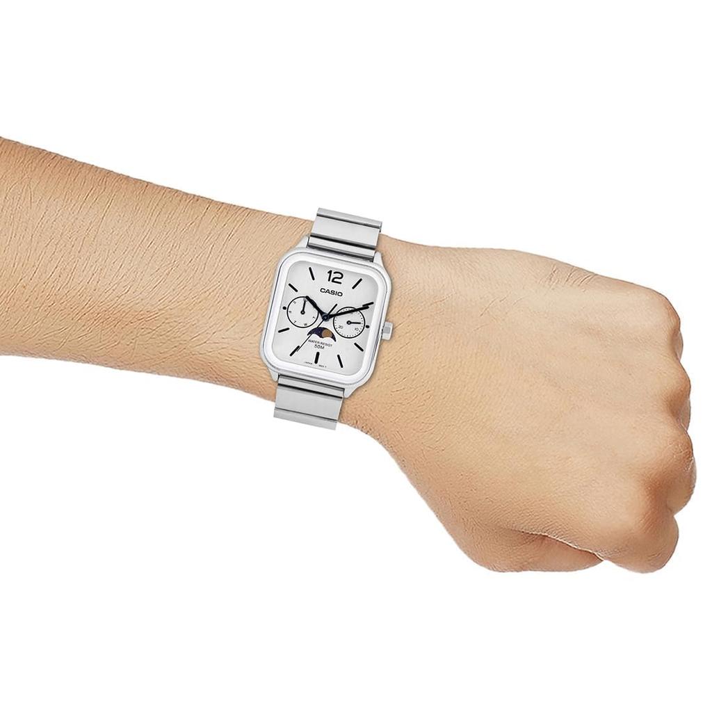 Casio Watch White Silver Classic Men's - MTP-M305D-7AVDF Dial, Band, Silver,