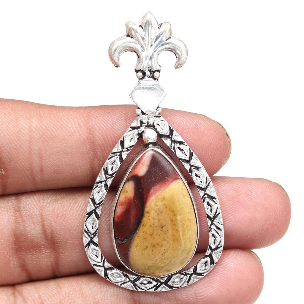 Дикий Лошадь Яшма Перидот Драгоценный камень Унисекс Женский Серебряный Ювелирный Кулон 2