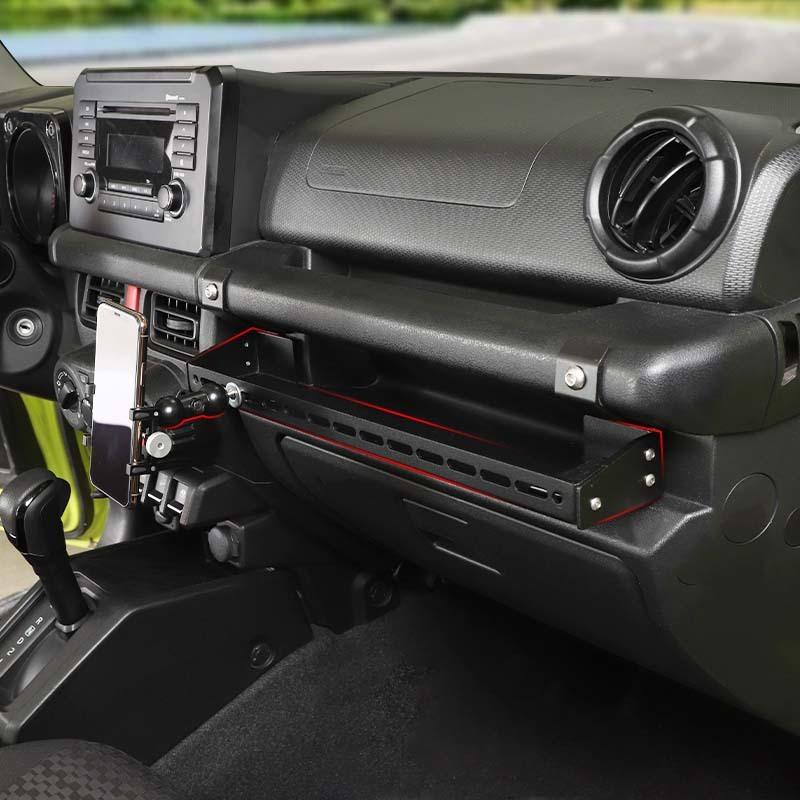 Ящик для хранения с ручкой подлокотника второго пилота и держателем для мобильного телефона, аксессуары из алюминиевого сплава, подходят для Suzuki Jimny 2019 Up, автомобильные аксессуары