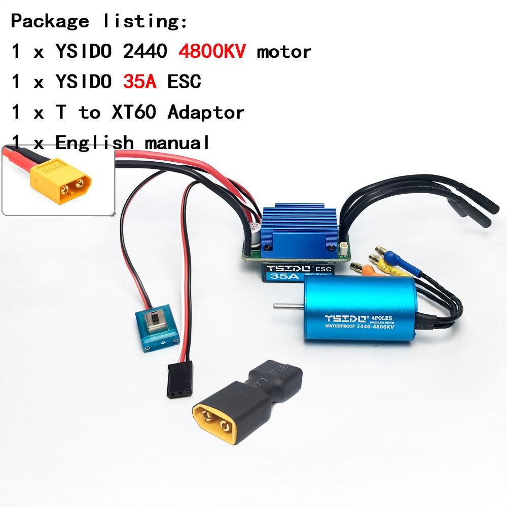 YSIDO 2435 2440 2838 2847 Brushless Motor 35A 45A ESC for Wltoys 124016 Remo Hobby XLH Timaya Redcat 1/12 1/14 1/16 RC Boat Car